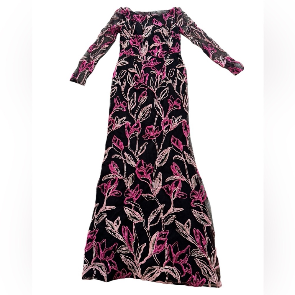 MARCHESA NOTTE***Elegant Floral Long Sleeve Maxi Dress Gown***US 6 $1295 - Picture 4 of 14